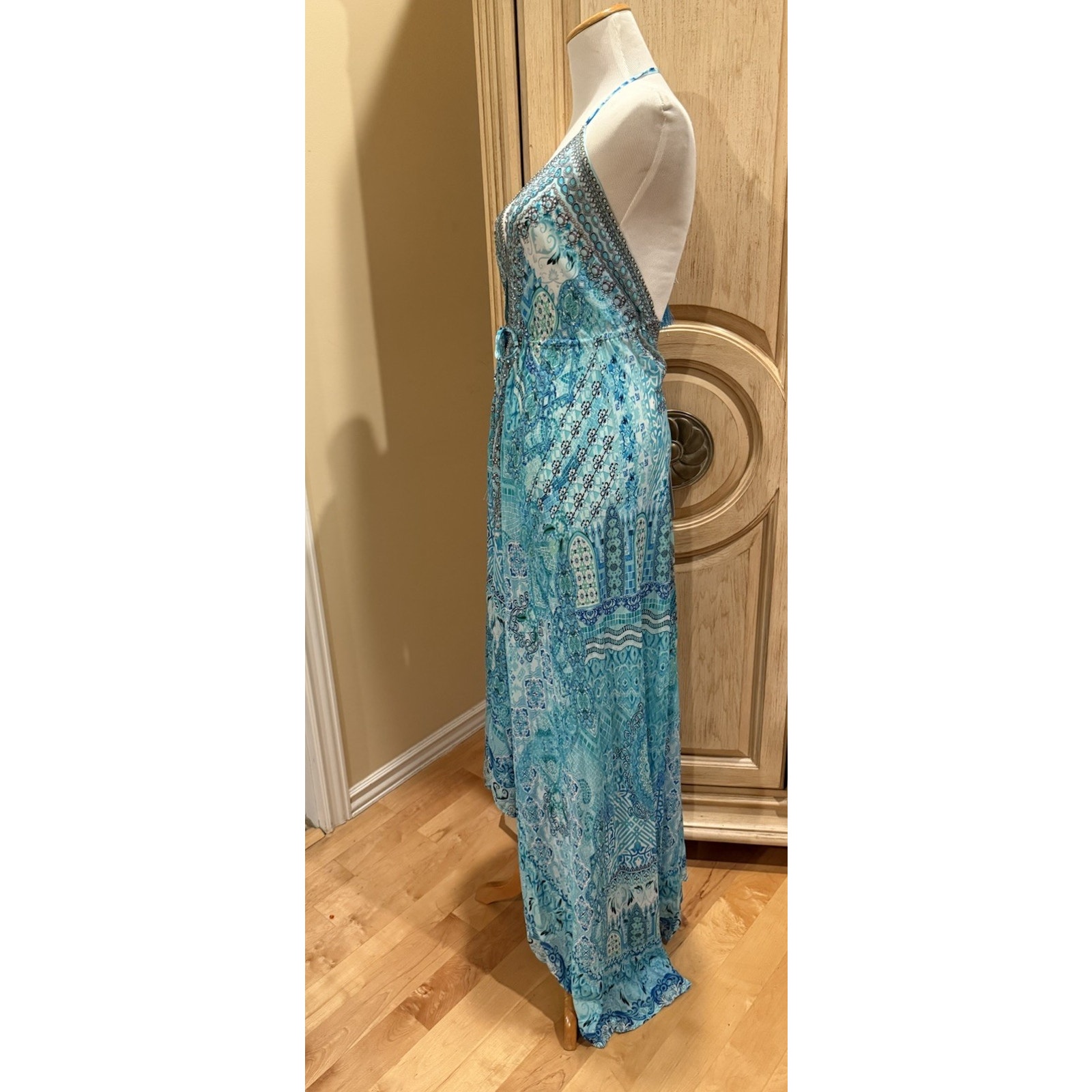 True Colours La Moda High-Low Halter Resort Maxi Dress Sz L/Xl Nwt — image 2 of 7